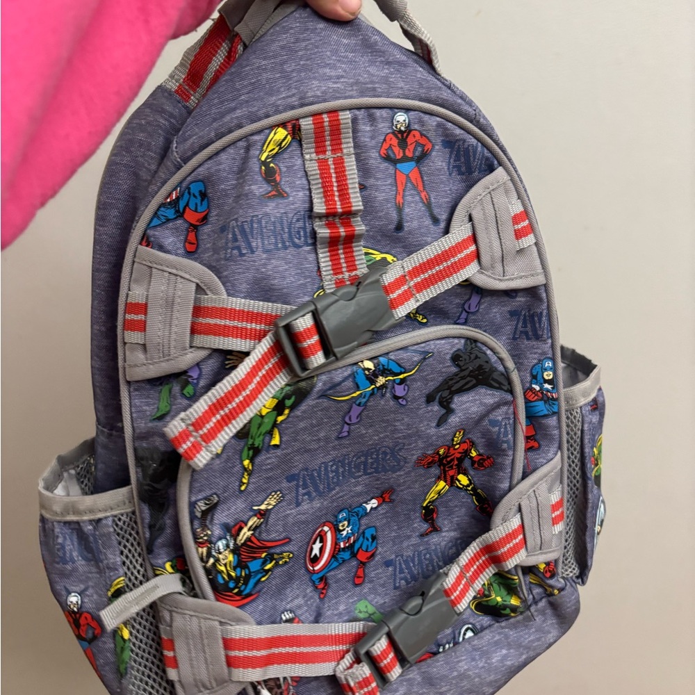 Pottery Barn Kids Superhero Backpack - Gray and Red